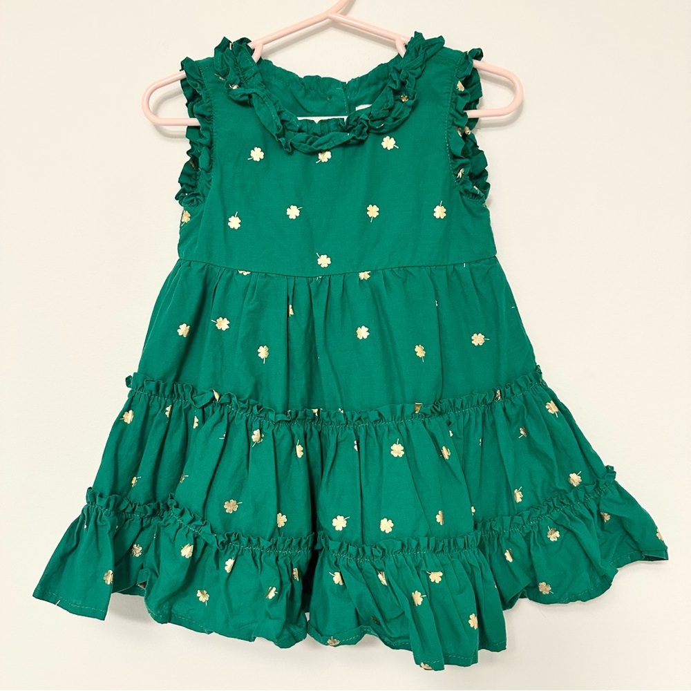 Christian Siriano Vibrant Green Dress with Gold Shamrocks Baby Girls 12 Months